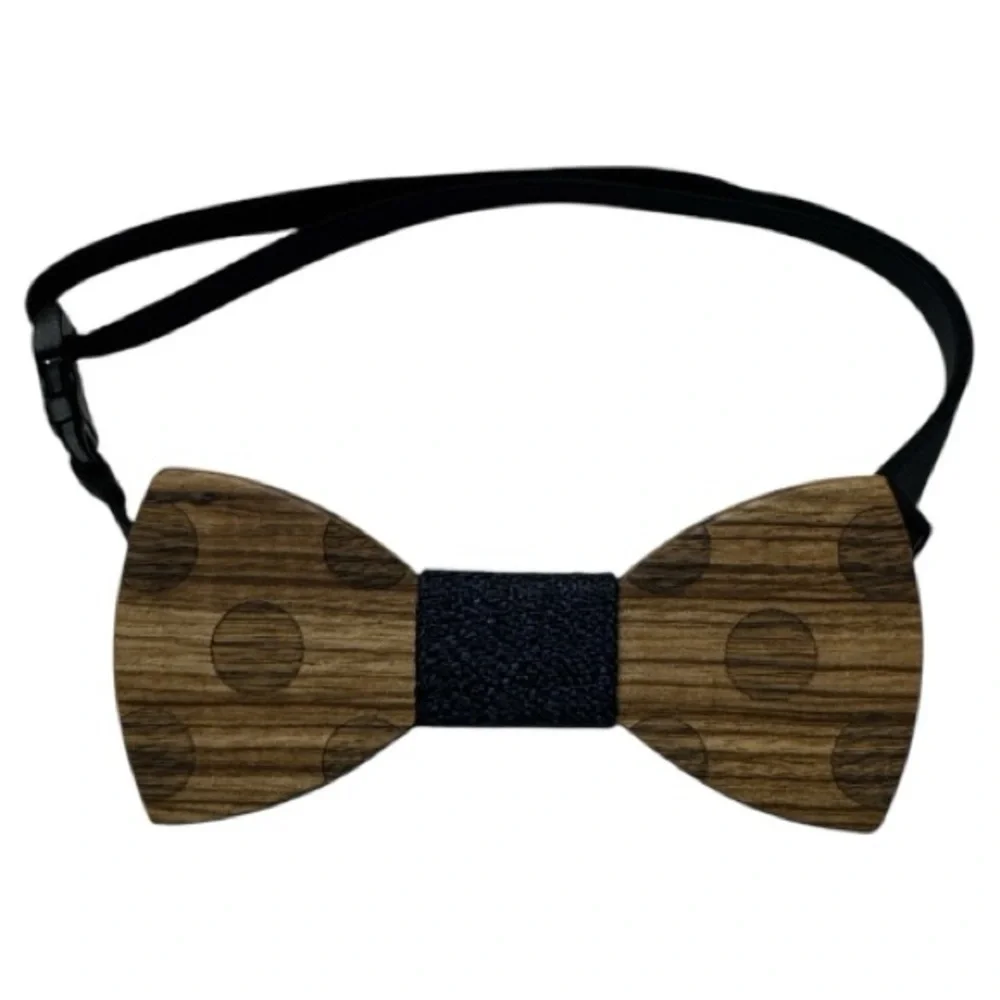 WoWTies Wooden Bow Tie Polka Dot Adjustable Strap